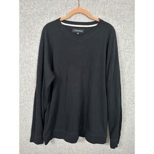 J. Peterman XXL Mens Pullover Top V-Neck Black Long Sleeve Solid Cotton Blend